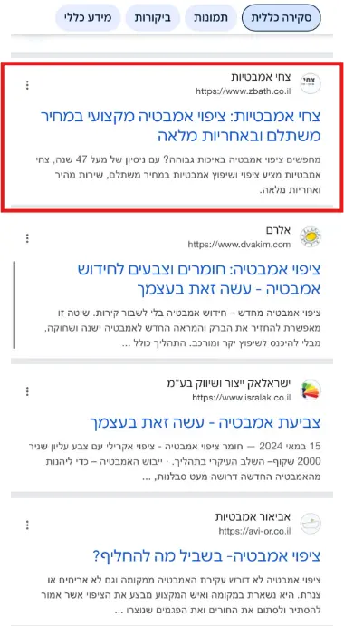 ציפוי אמבטיה - מקום 2 בתוצאות האורגניות מוסך סוזוקי - ומקוום 3 אירועים לייד הכותל מקום 2 בגוגל
